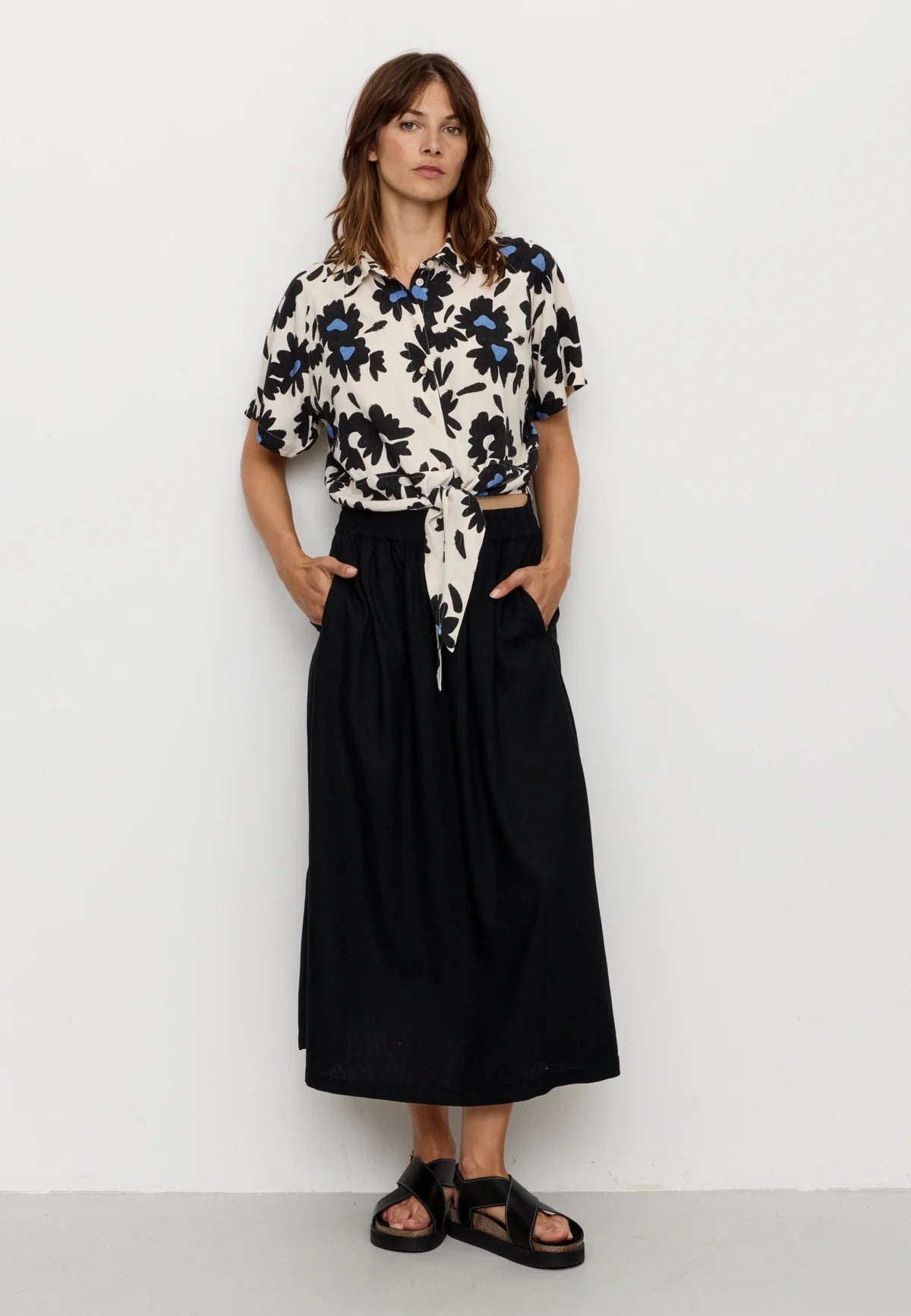 Recolution Bluse Ocra Bloom Viskose/Leinen Mix