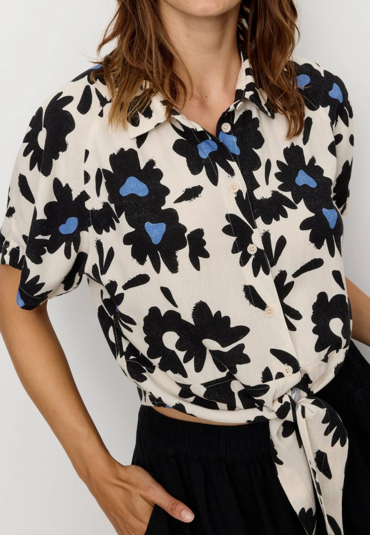 Recolution Bluse Ocra Bloom Viskose/Leinen Mix
