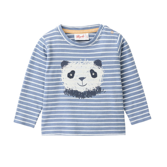 People wear organic langarm Shirt Streifen blau Panda