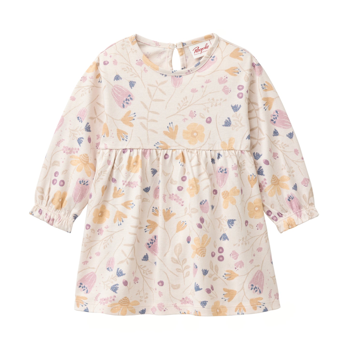 People wear organic langarm Kleid beige Blumen
