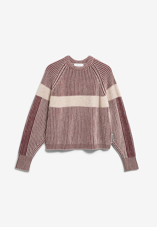 Armedangels Rippstrick Pullover mit Kunstwerk aus Bio-Wolle und Bio-Baumwolle