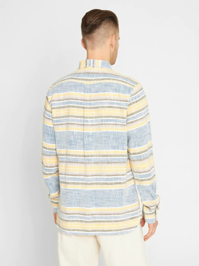 Knowledge Cotton Hemd Custom Fit horisontal striped