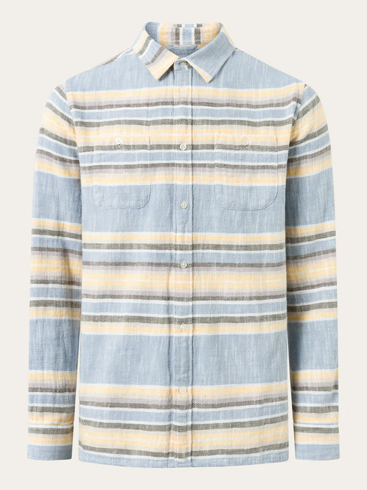 Knowledge Cotton Hemd Custom Fit horisontal striped