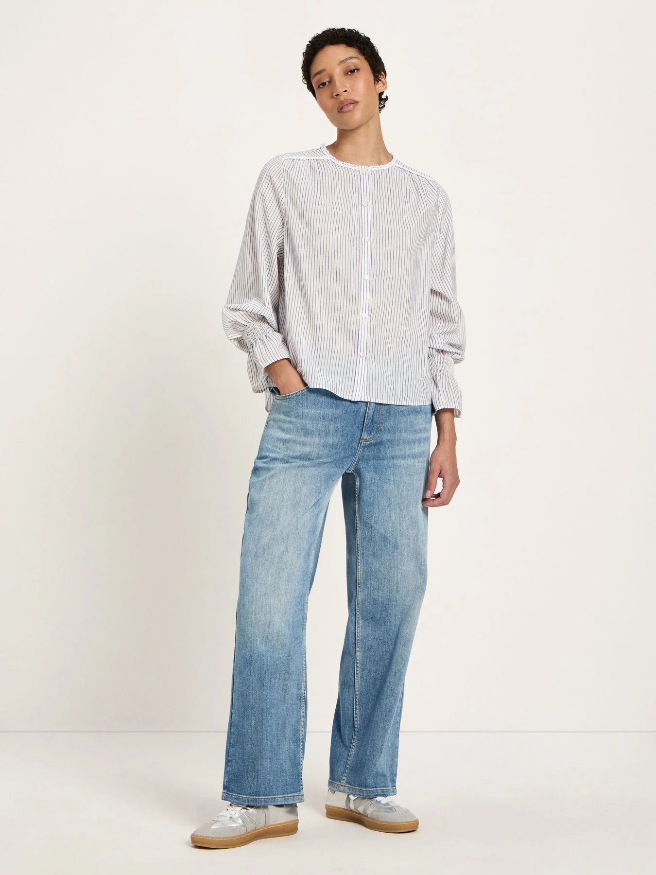 Lanius Bluse mit Spitze (GOTS)