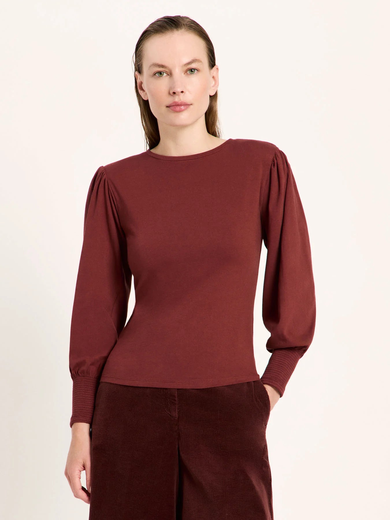 Lanius Shirt mit gerafftem Ärmel GOTS
