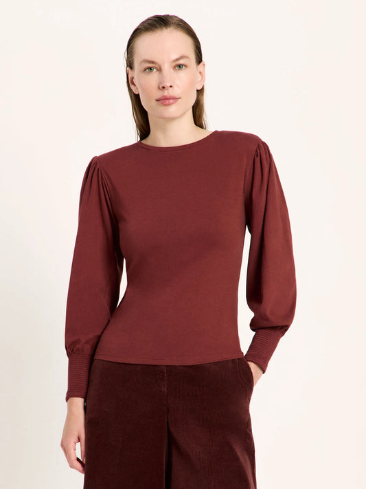 Lanius Shirt mit gerafftem Ärmel GOTS