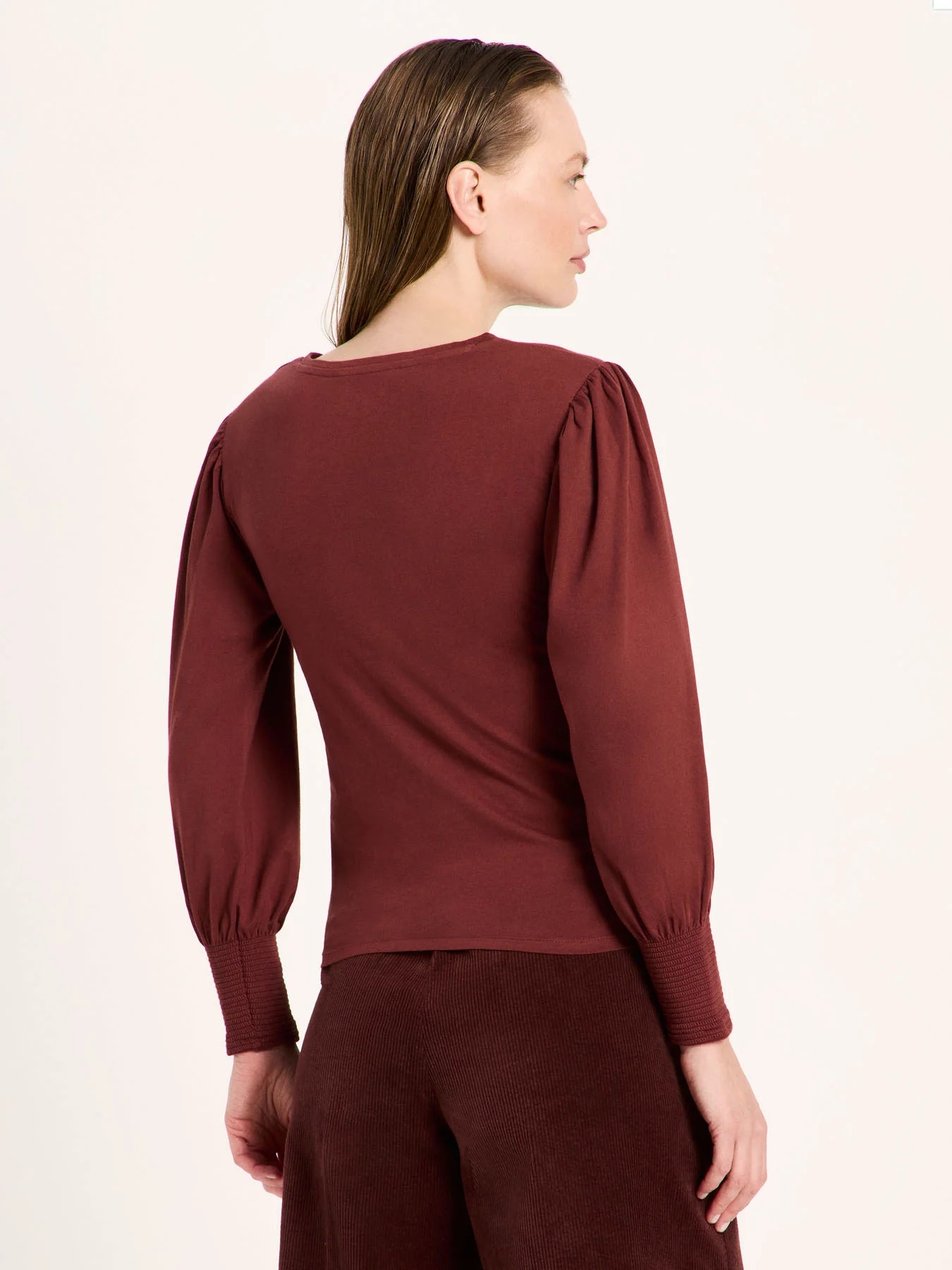 Lanius Shirt mit gerafftem Ärmel GOTS