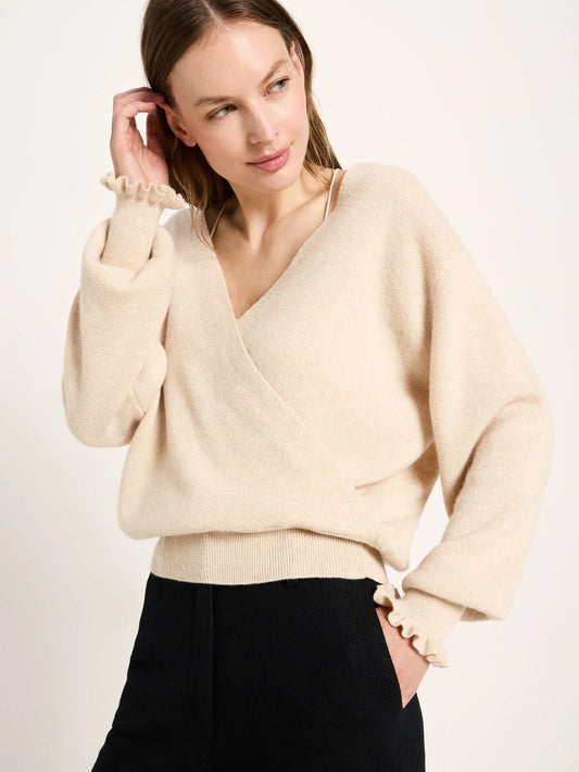 Lanius Pullover in Wickeloptik aus Schurwolle und Kaschmir