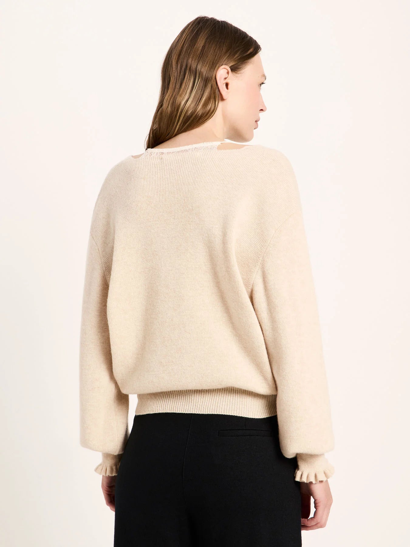 Lanius Pullover in Wickeloptik aus Schurwolle und Kaschmir
