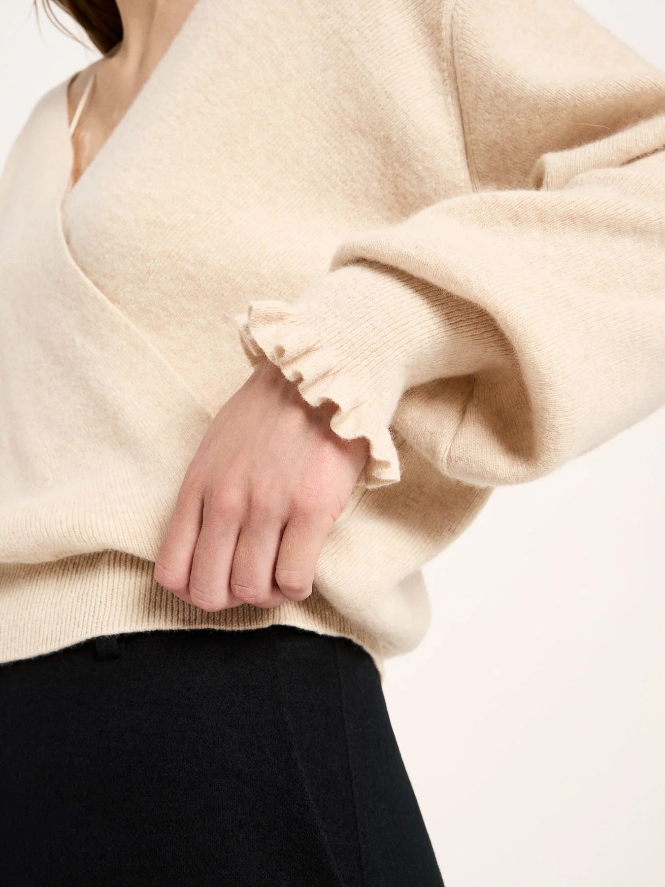 Lanius Pullover in Wickeloptik aus Schurwolle und Kaschmir