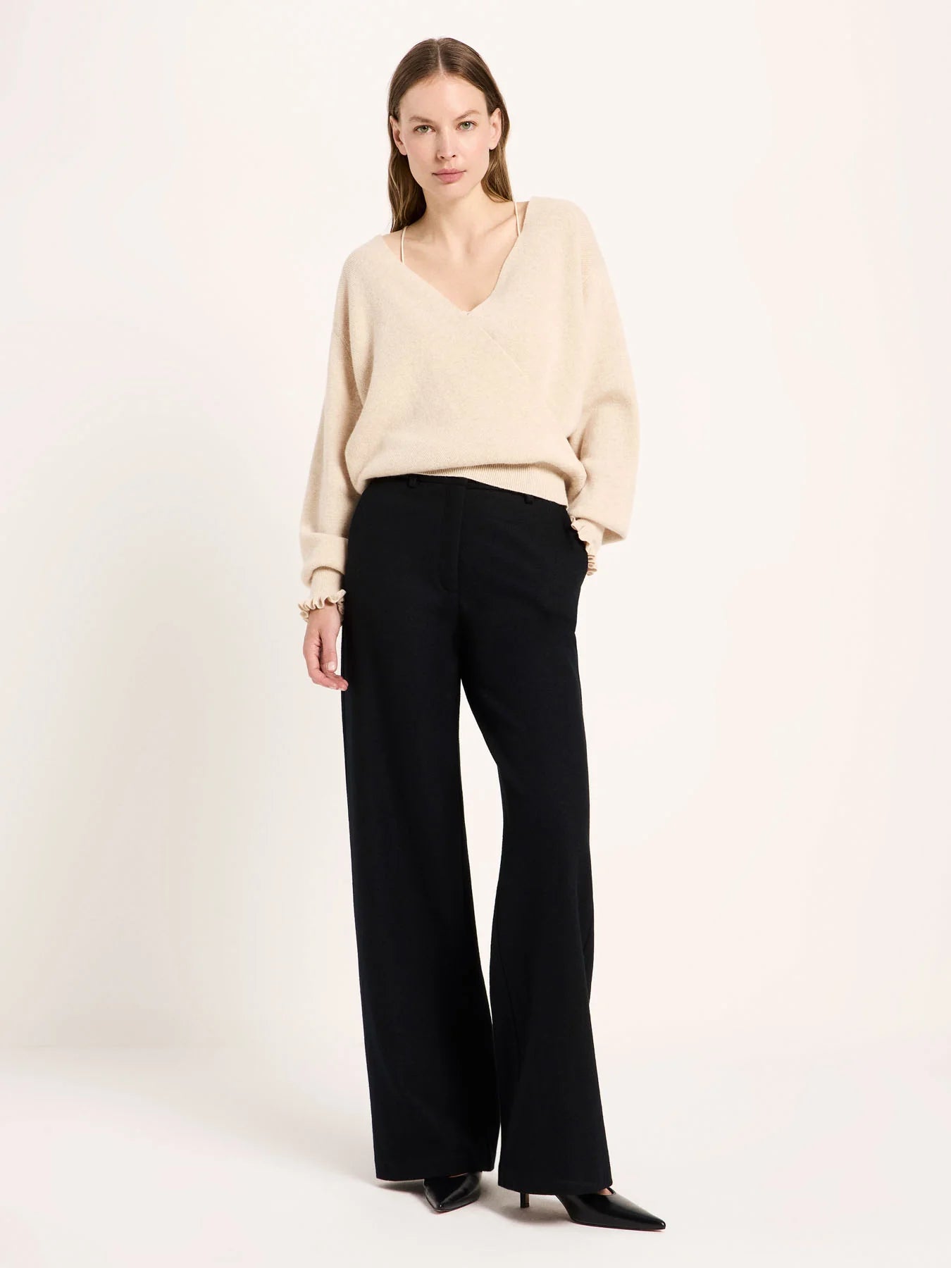 Lanius Pullover in Wickeloptik aus Schurwolle und Kaschmir