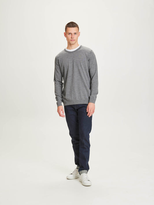 KnowledgeCotton Apparel O-neck merino wool plain knit