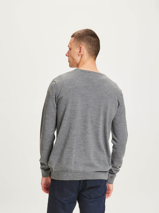 KnowledgeCotton Apparel O-neck merino wool plain knit