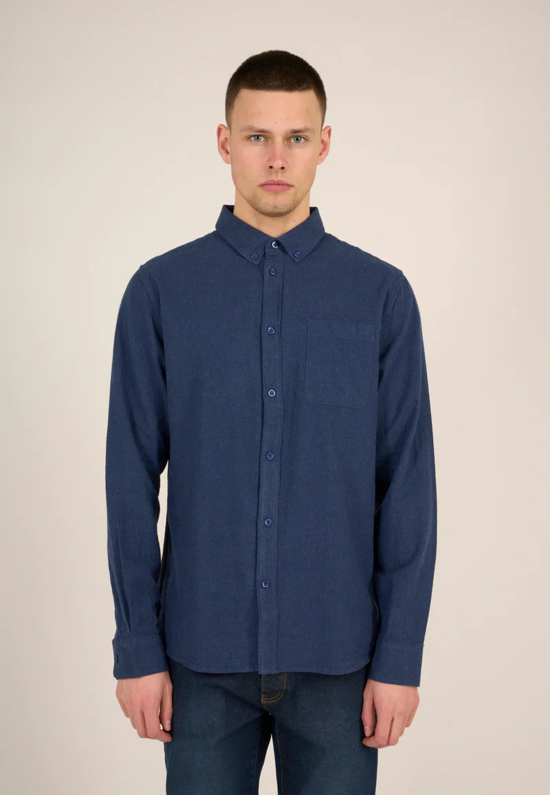 KnowledgeCotton Melange flannel custom fit shirt