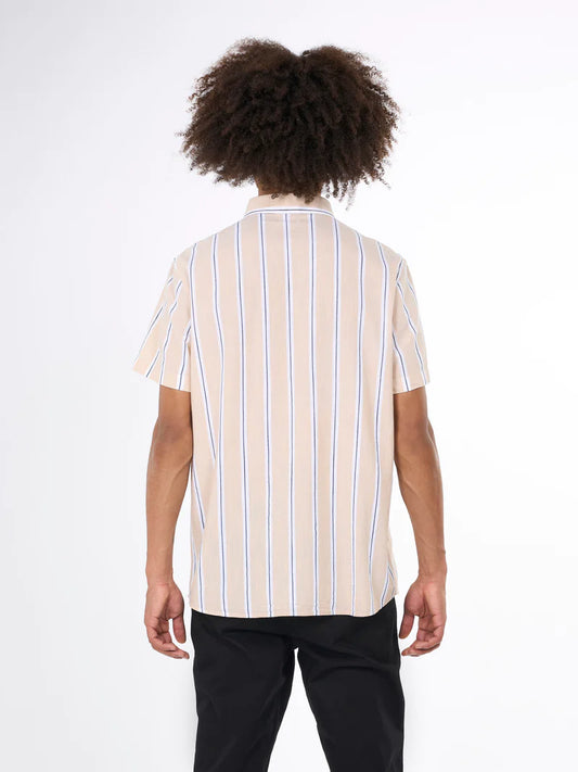 KnowledgeCotton Apparel Relaxed fit striped short sleeved cotton shirt